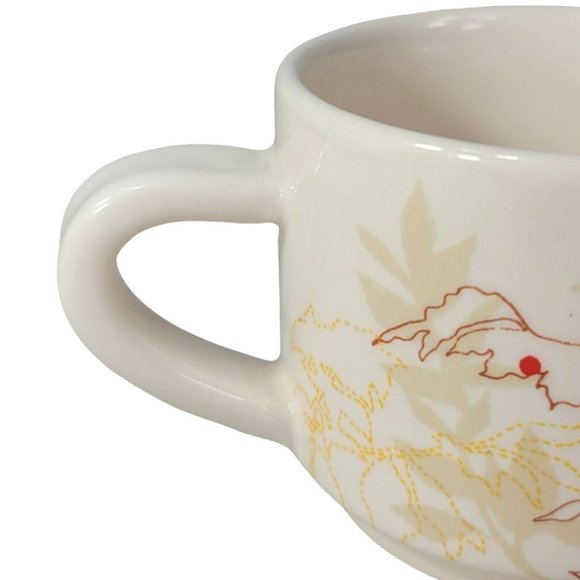 Starbucks Europe Map Stackable Mugs Set Of 2 Brown Cream 10fl oz Red Dots 2009 - Picture 3 of 13